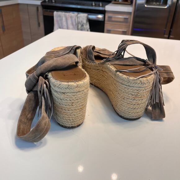 Marc Fisher Rebecca Leather Platform Espadrille Sandals Brown Size 8.5 - Picture 7 of 8